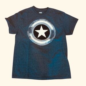 Marvel Captain America Gray Tshirt Graphic Tee Superhero Comics Movie M